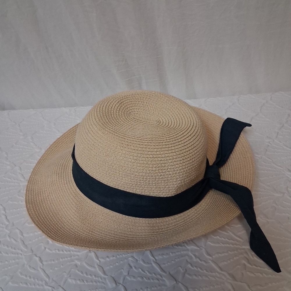 FURTALK Chic Tan Sun Hat with Navy Band - Picture 11 of 14